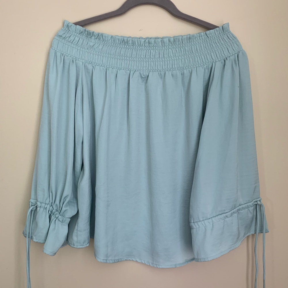 Teal off the shoulder blouse